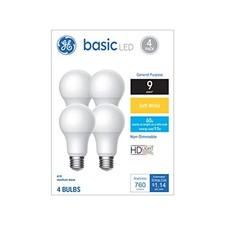 Basic Light Bulbs, 60 Watt, A19 4 Pack 4 Bulbs Soft White