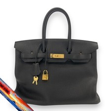 Borsa Hermes Birkin 35 Togo in pelle nera e oro