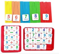 Preschool Math Set Toy With Colorful Counting Sticks, Number Squares and Meta...