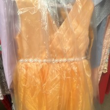 Girls Yellow Formal Dress Pearl Waist Belt Size 6 Flower Girl