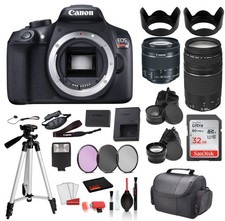 Canon EOS Rebel T6 Digital SLR Camera WITH 18-55mm Lens EF 75-300mm Lens