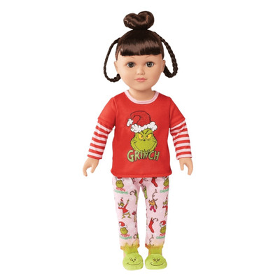 My Life As Poseable Grinch Sleepover 18  Doll Brunette Accessories Outfit Hair