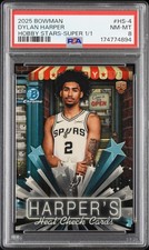 Marketplace image: 2025 BOWMAN CHROME HOBBY STARS SUPERFRACTOR #HS-4 DYLAN HARPER RC 1/1 PSA 8