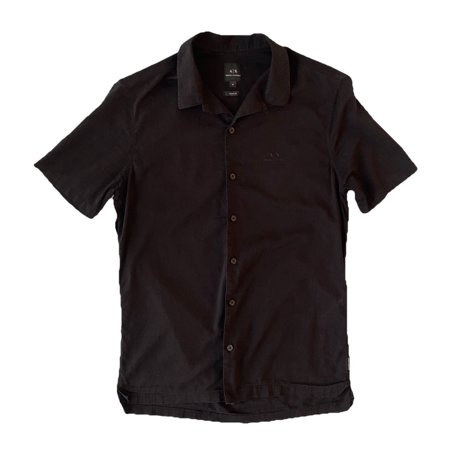 Armani Exchange Men’s Short Sleeve Black Button-Up Shirt Size M Regular