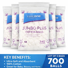 Lot Of 5 CareOne Jumbo Plus 100% Cotton Balls...
