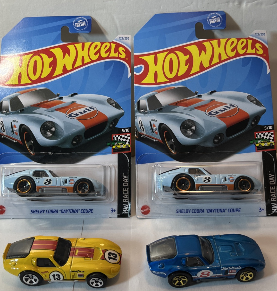 Hot Wheels Shelby Cobra Daytona Coupe Gulf Blue   LOT Of 4 DieCast Cars