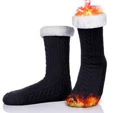 Mens Fuzzy Slipper Socks Fleece Cozy Winter Warm Non Slip Socks Soft Fluffy I...