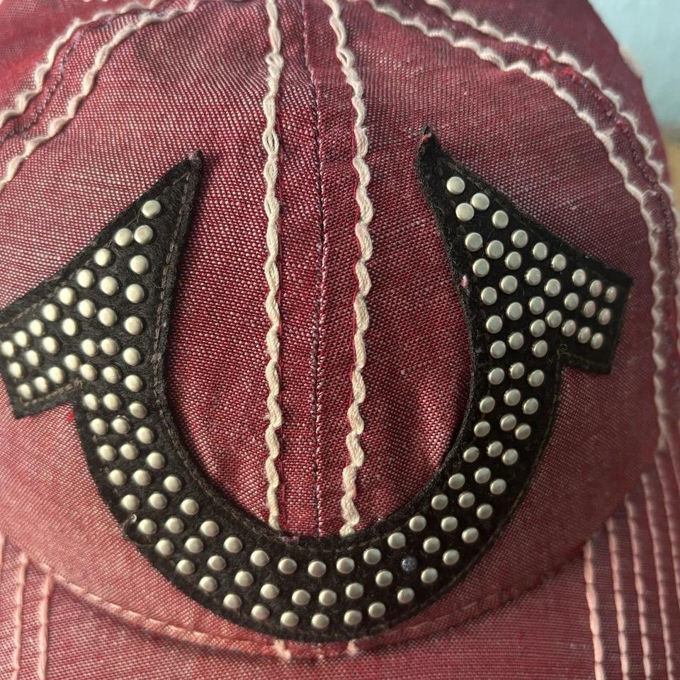 Винтажный истинной религии красный с заклепками подкова состаренный крышка шляпа ** РЕДКАЯ ** - Изображение 3 из 4