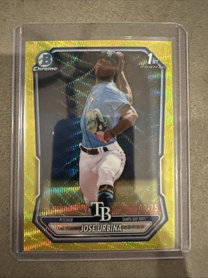 2026 Bowman Jose Urbina 1st Bowman Yellow Wave Refractor /75 Tampa Bay Rays