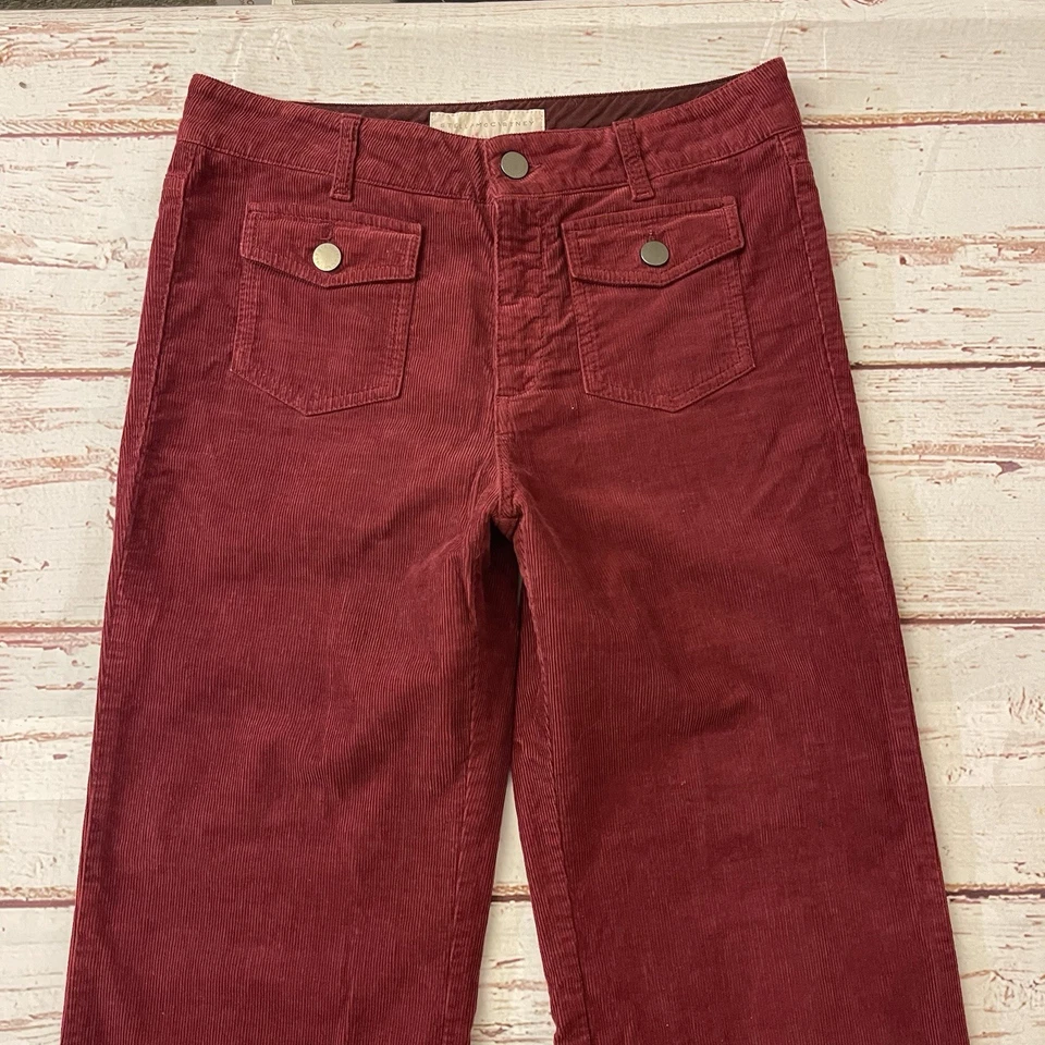 Stella McCartney Burgundy Corduroy Flare Pants Made In Italy Size 28 Inseam 35” - Image 2 of 4