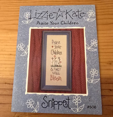 Lizzie Kate Snippet Cross Stitch ''Praise your Children'' Includes Lady Bug Button