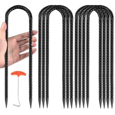12 Inch Ground Stakes Heavy Duty, 5/16" Trampoline Anchors U Stakes 8 U-8Pack