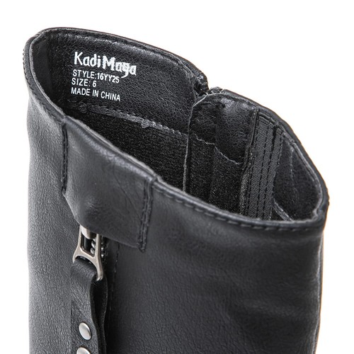 GLOBALWIN Kniehohe Stiefel Modische Bequeme Reitstiefel Damen Niedriger Absatz Stiefel - Bild 5 von 7