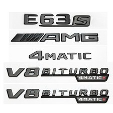 F&uuml;r Mercedes E63s AMG V8 Biturbo 4MATIC+ Embleme Aufkleber Schwarz Glanz Auto