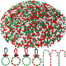 3600 Pcs Christmas Plastic Bead Assorted Colored Christmas Pony Bead Red White G