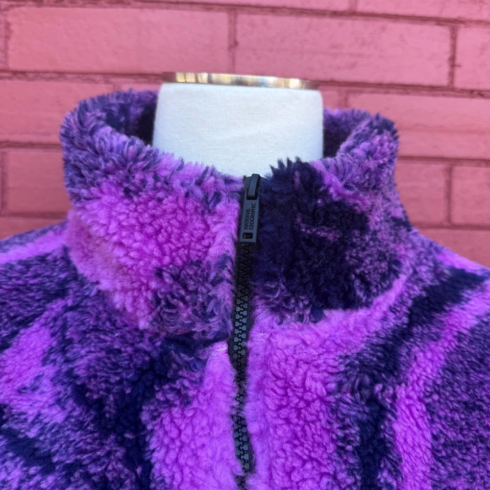 National Geographic Fleece Penguin Quarter Zip Pullover Purple Cozy Animal Gorp - Image 2 of 4