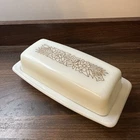 VTG Pyrex Woodland Butter Dish With Lid 72 B Milk Glass Brown White 1970s Retro