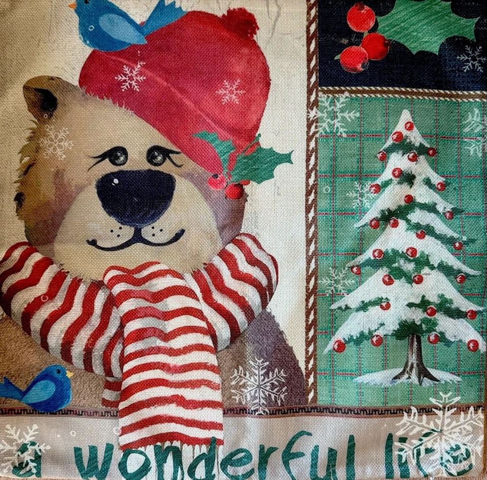 Christmas Pillow Covers (2) 18x18 Penquin Bear Throw Decorative Covers - Image 3 of 4