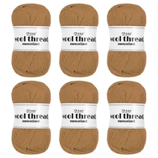 100% Wool Yarn,6 Skeins of 300g/10.58oz(Per Skein 50g/109yards)/Coffee