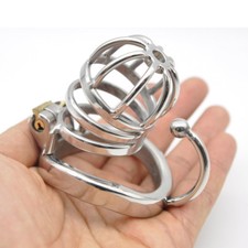 Stainless Steel Male Chastity Cage Device Medium Men Metal Locking Belt C109-1