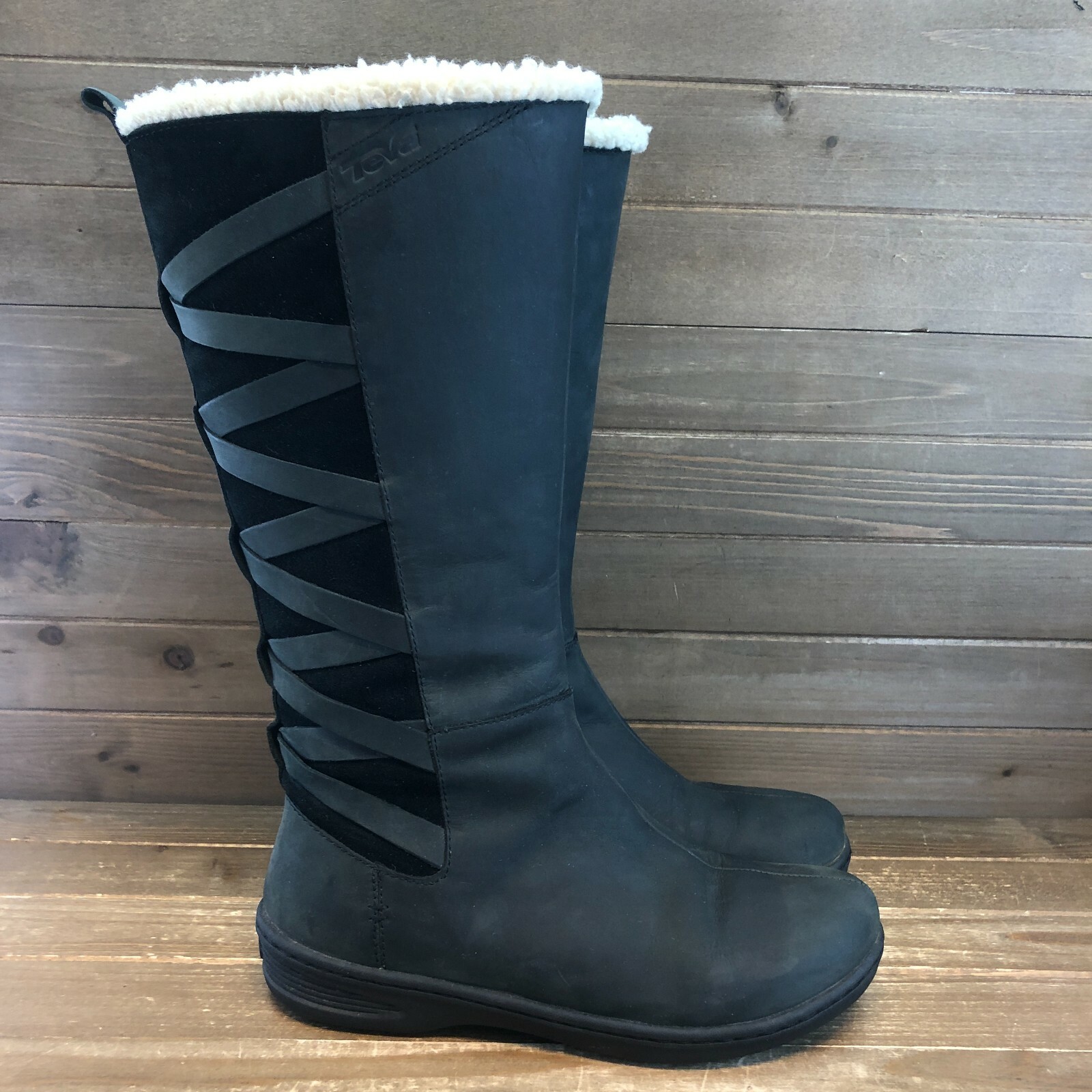 Teva Womens Figueroa Black Nubuck Leather Zip Up 12