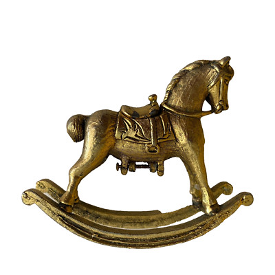 VTG Max Factor Gold-Toned Rocking Horse Compact For Creme Perfume 2''