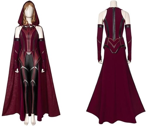 Wanda Maximoff Costume Scarlet Dress Witch Crown Headpiece Red CloakTop Pants L. - Picture 3 of 7