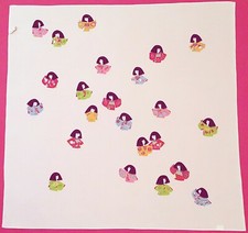 VINTAGE AUTHENTIC JAPAN ART GIRLS LIGHT PINK RED BLACK RAYON 28" SQUARE SCARF