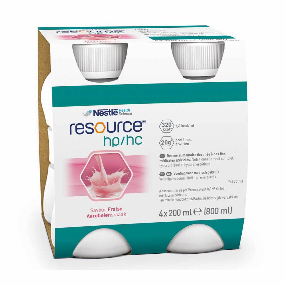 Nestlé Resource - HP/HC Bevanda Ipercalorica Fragola, 4 x 200ml