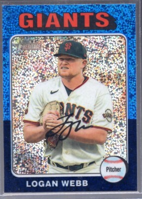 Logan Webb 2024 Topps Heritage Baseball Blue Speckle Refractor