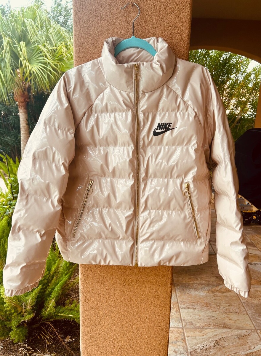 NWT NIKE ICON CLASH Women's Oversized Puffer Coat in Oatmeal, SZ S