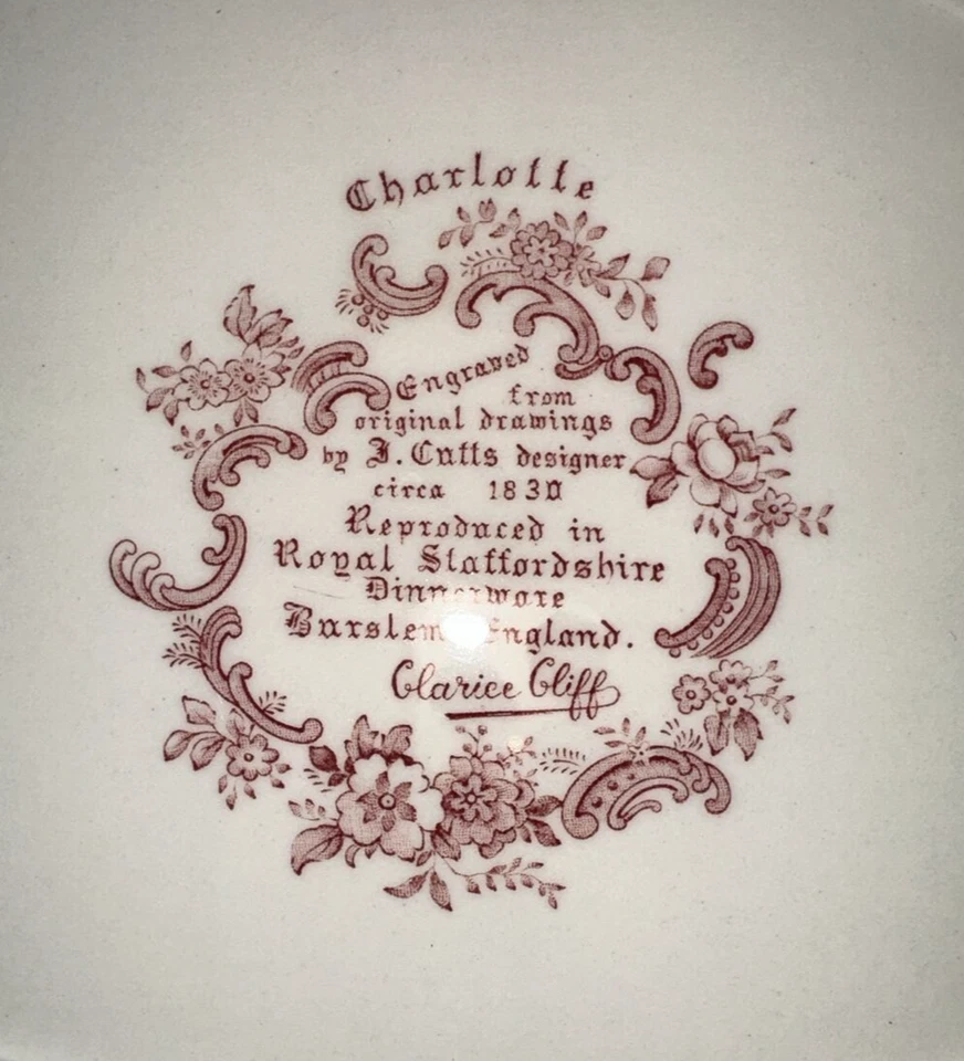 Plato para servir Royal Staffordshire Charlotte rosa festoneado ovalado 13 3/4" años 30 Foto 4 de 4