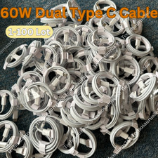 Lot 60W USB-C to Type-C Cable 3/6Ft PD Fast Charger For Samsung Macbook iPad Pro