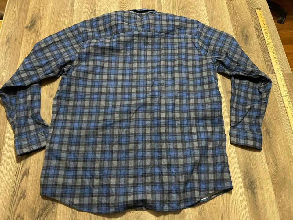 Camisa Haband, Para Hombre Talla XL, Azul Gris, Cuadros, Abotonable, Manga Larga, Bolsillos Foto 2 de 4