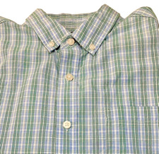 NAT NAST Luxury Men's Cotton BLUE GREEN Plaid L/S Button Down Shirt SZ Medium