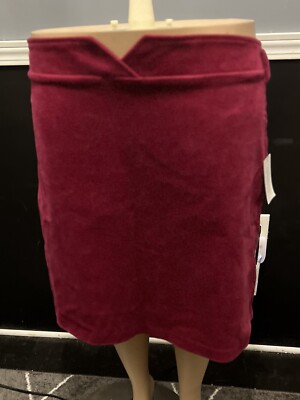 Eloquii Cranberry corduroy skirt belt hoops silver  Back Zipper womens 20