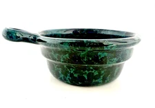 Vintage Bennington Pottery #1894 dg Soup Bowl Green/Black Agate Loop Handle