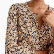 Drake’s of London for J. Crew  Bell-sleeve top in giraffe print G1352 $120-2