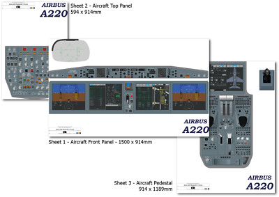 Airbus A220 Cockpit Training Poster - Full Size