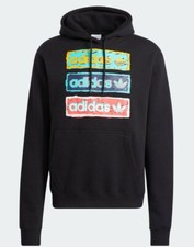 Men  s Adidas Tre Foil Linear Hoodie NWT Size Medium Black Pull Over Shirt