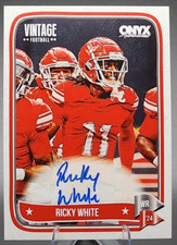 2024 Onyx Vintage Ricky White On Card Auto Rookie RC Seattle Seahawks UNLV Rebel. rookie card picture