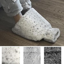 Foot Warmer Big Slipper Hot Water Bottle Plush Faux Fur Cover Non-Slip Base