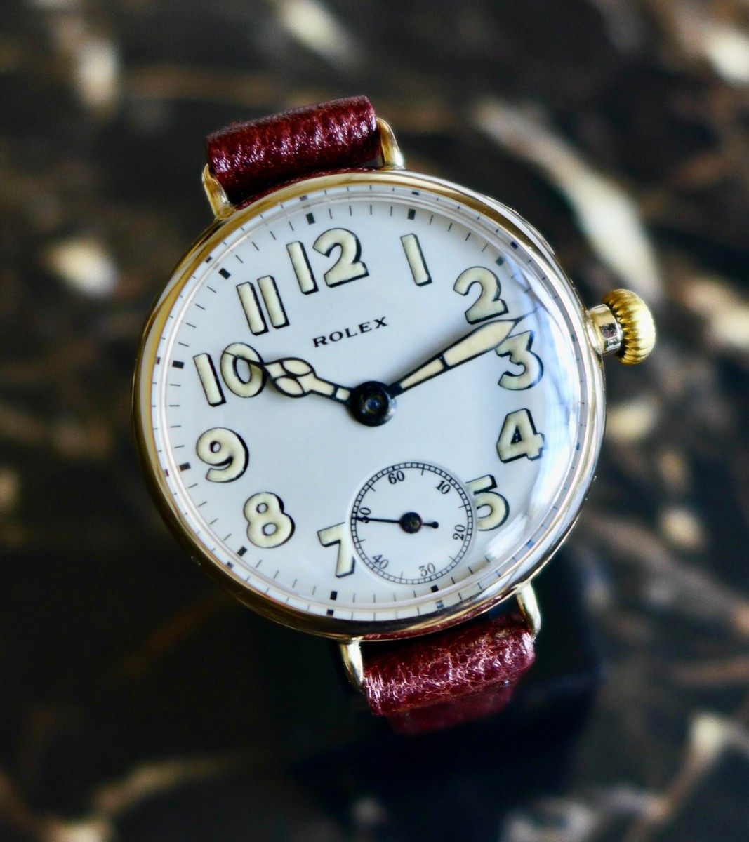 A GENTS ANTIQUE WW1 1919 BRITISH MILITARY ROLEX TRENCH WATCH IN
