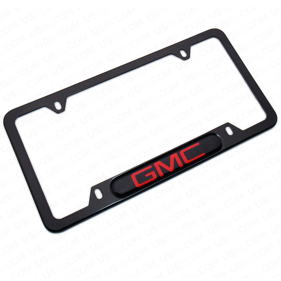 Cubierta de marco de matrícula emblema trasero delantero de acero inoxidable negro regalo - GMC Foto 2 de 4