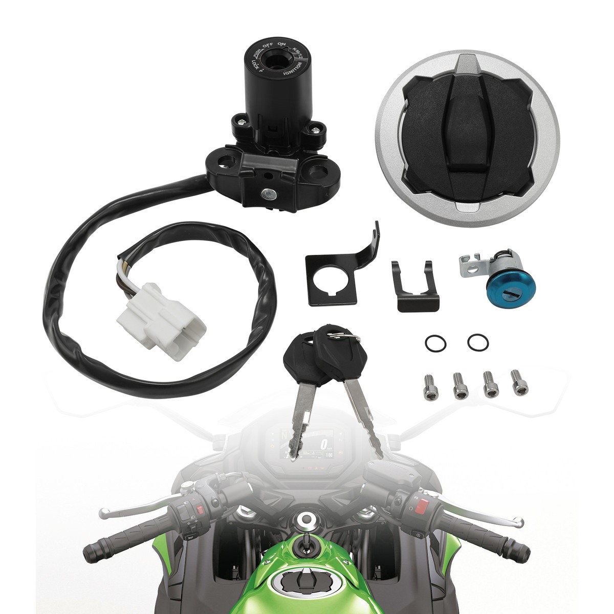 Ignition Switch Lock w/ Keys Set Fit For Kawasaki Ninja 650 Z650