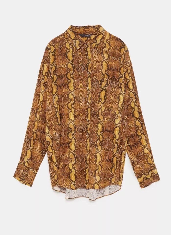 Zara Snake Print Shirt Orange Toffee Blogger Rare S 8-10