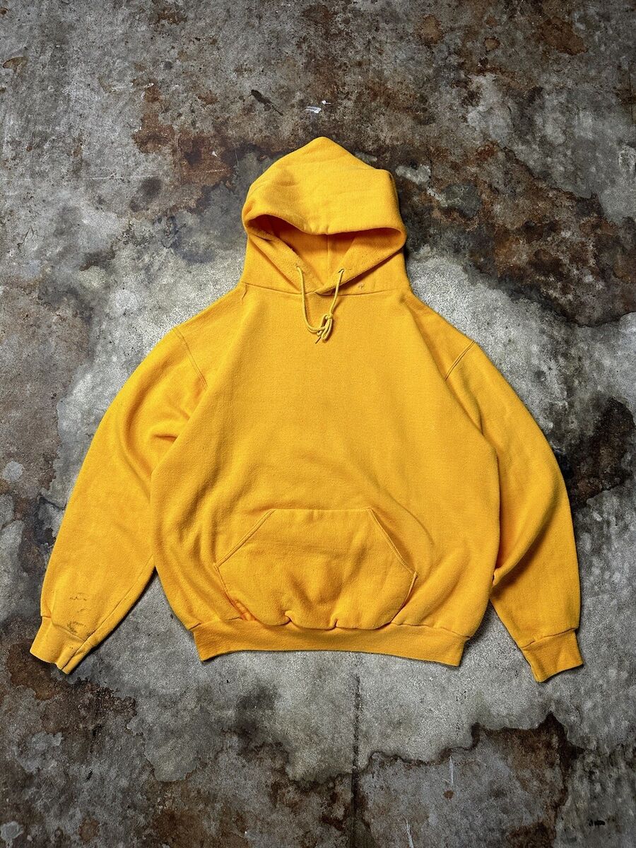 Vintage 70s Russell Athletic Hoodie LARGE YELLOW Blank Vintage 70s Russell Athletic Hoodie LARGE YELLOW Blank