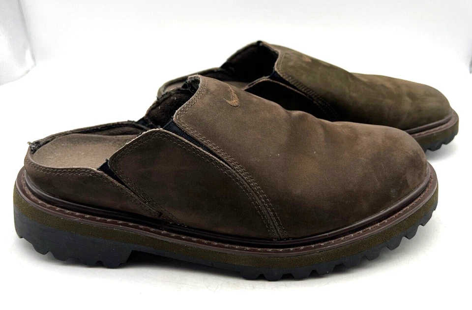 Rare NIKE Women's US 9.5 EUR 41 Brown Suede Clogs Slip On Shoes Lug Sole Vintage - Image 2 of 4