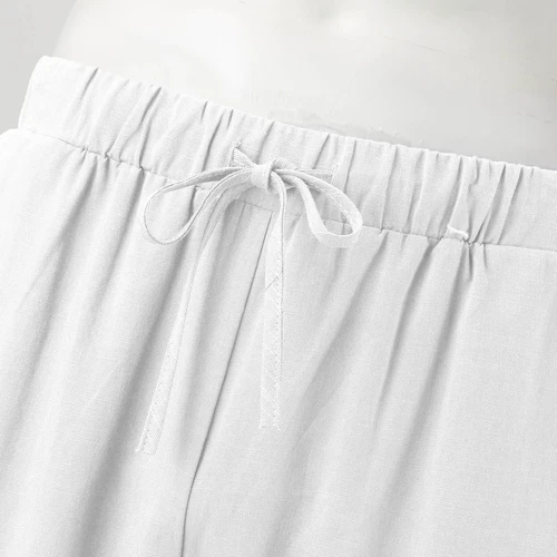 Men's Summer Cotton Linen Drawstring 3/4 Length Pants Casual Baggy Capri Shorts - Bild 5 von 39