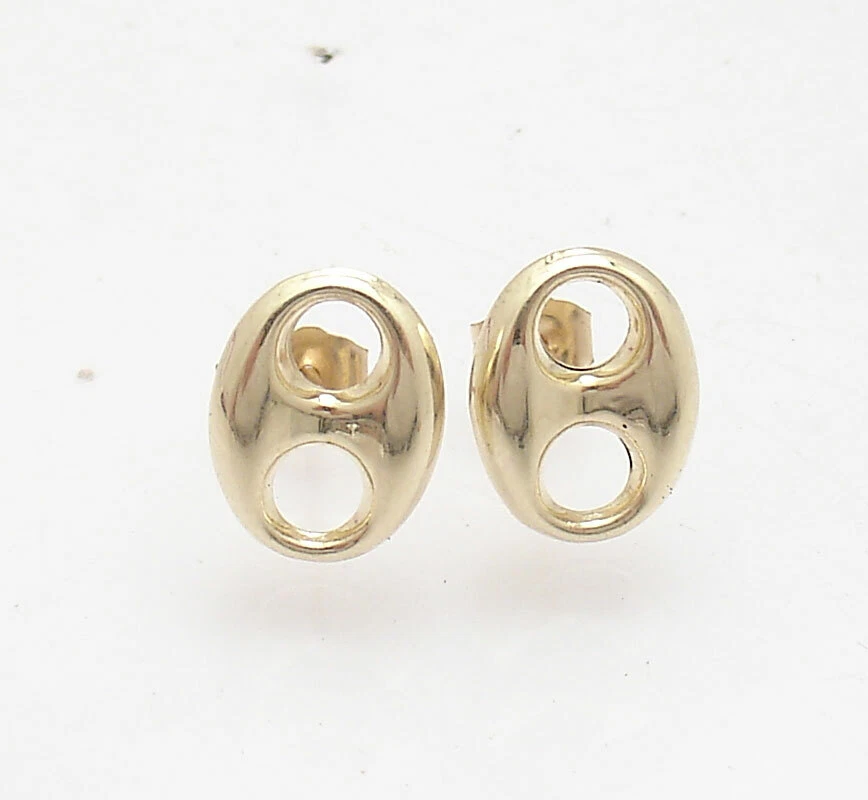 Серьги-якоря Puffed Mariner Push Back из настоящего желтого золота 10 карат 10 мм - Изображение 4 из 4